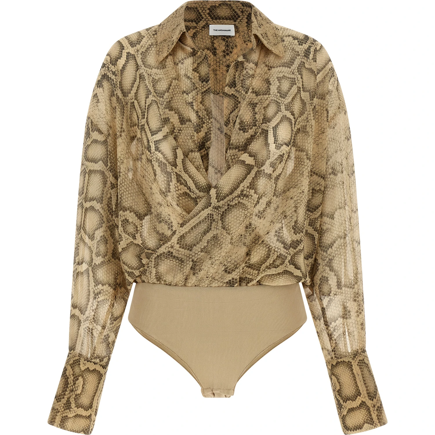 Beige Polyester Bodysuit
