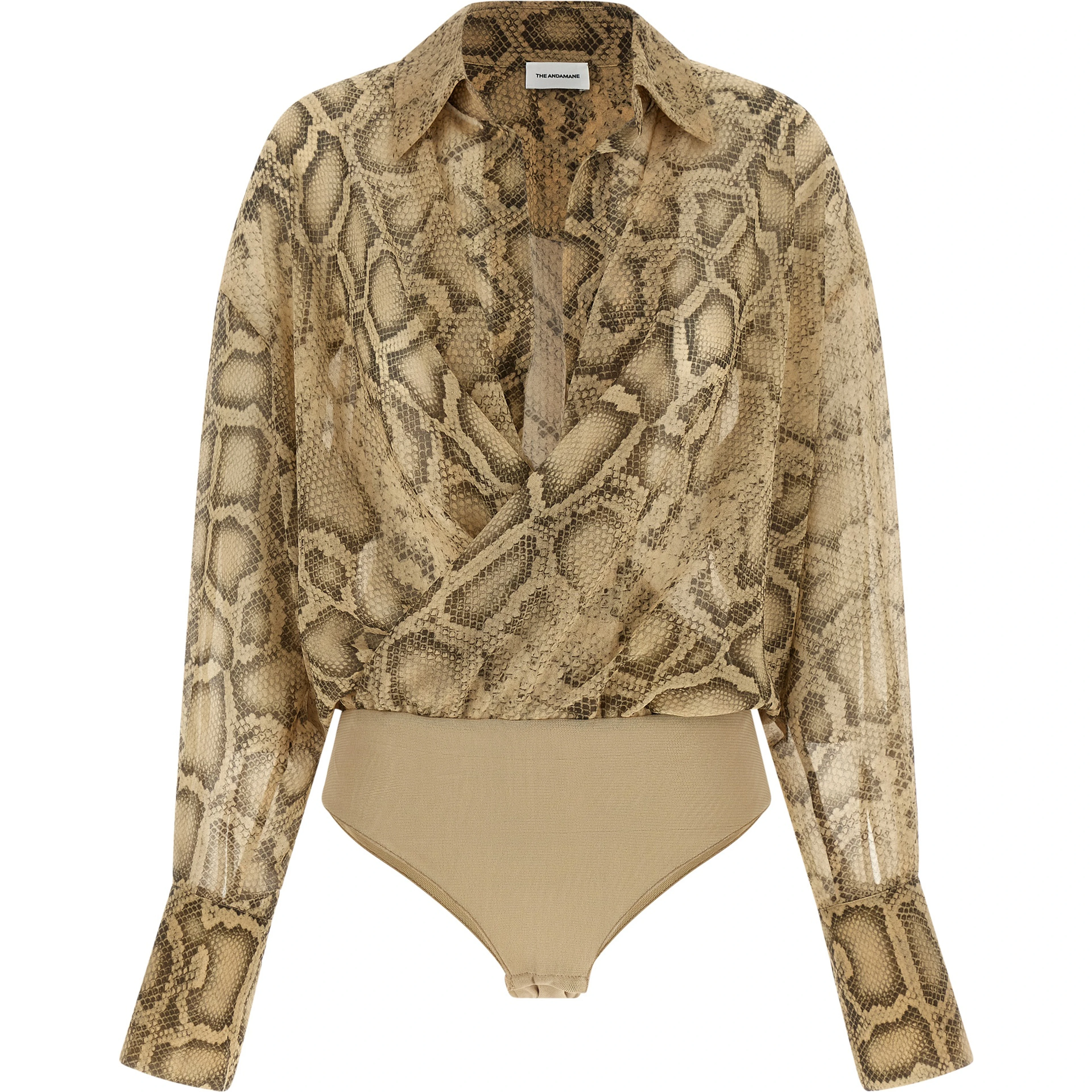 Beige Polyester Bodysuit