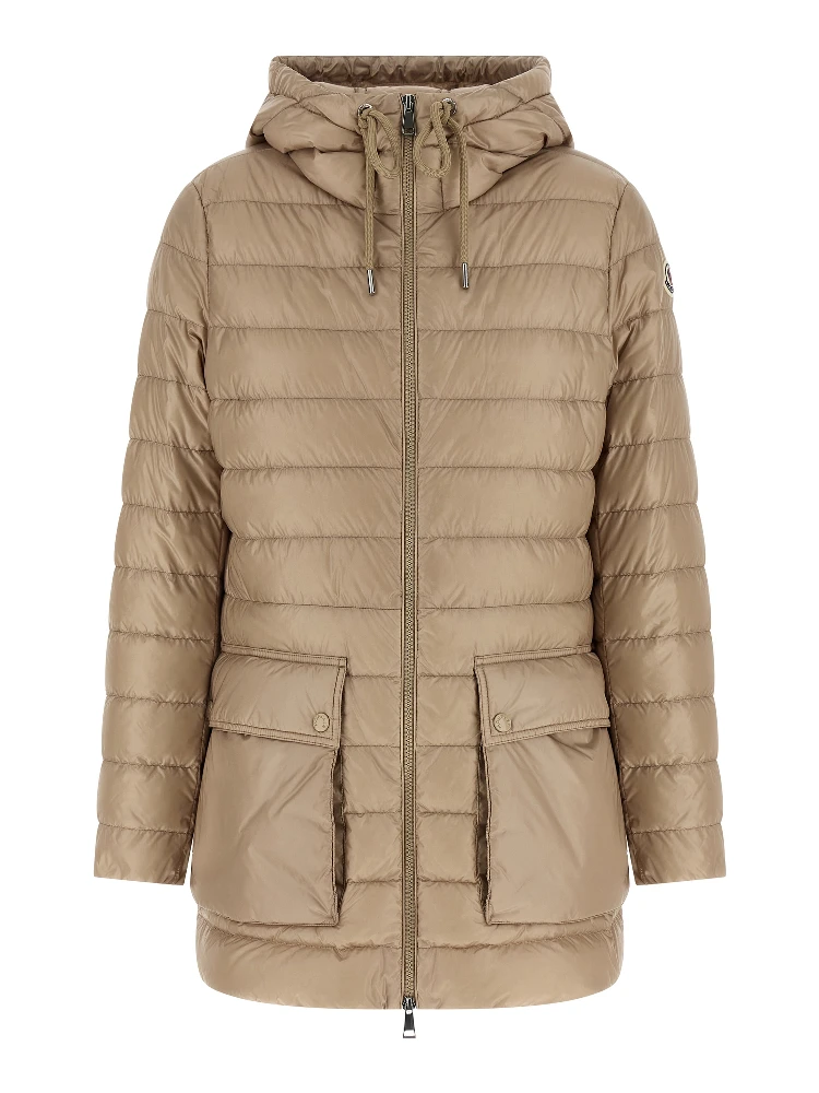 Beige Polyamide Full-Length Jacket
