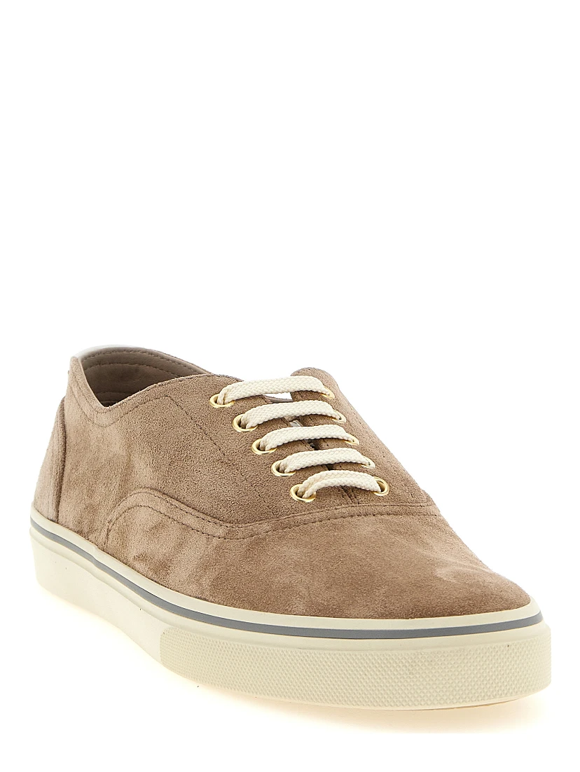 Beige Calfskin Low Top Sneakers