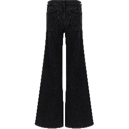Black Cotton Flared Jeans