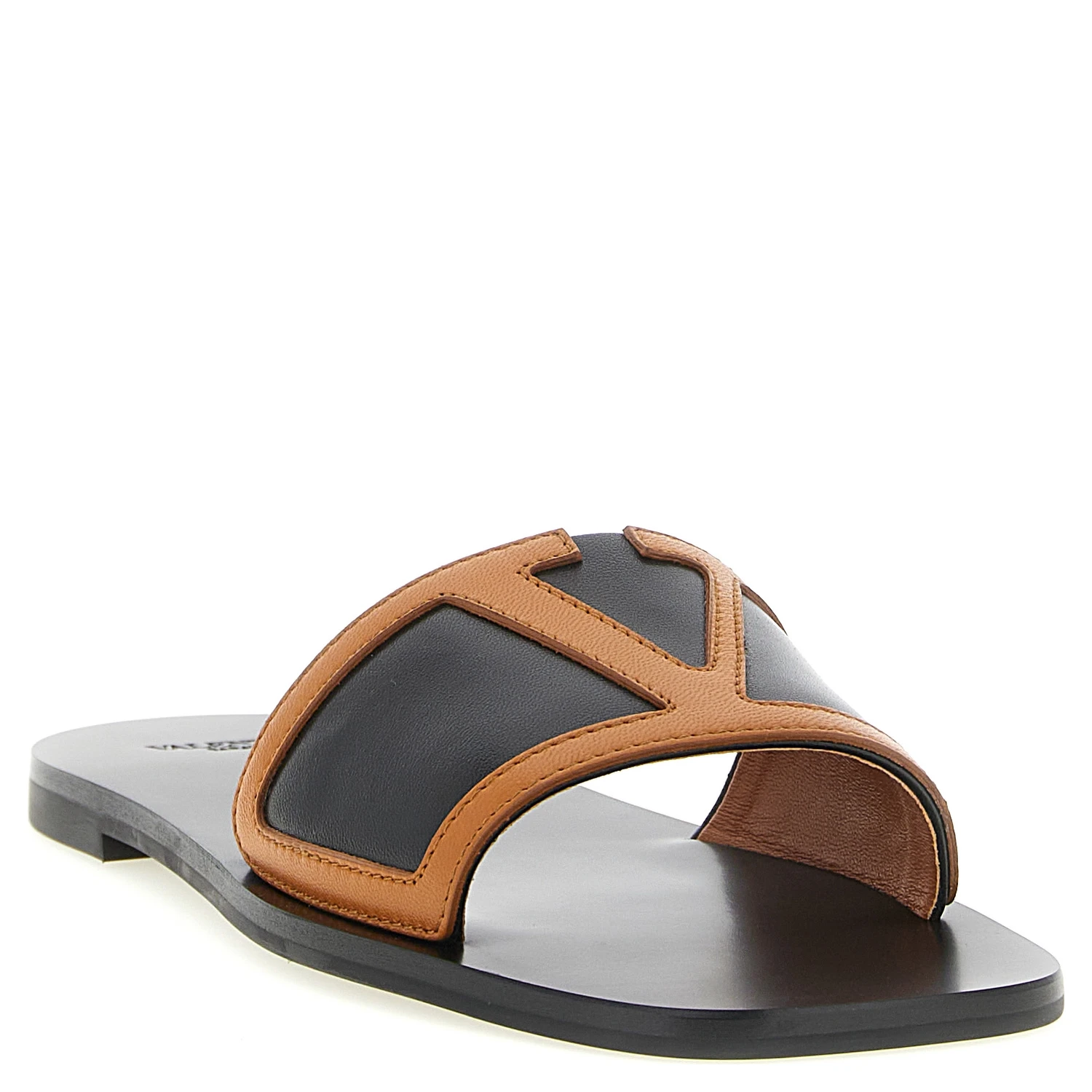 Brown Lamb Leather Slides