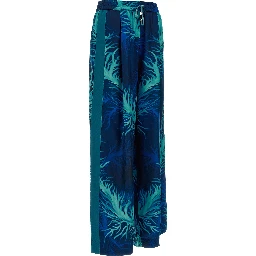 Blue Silk Casual Pants