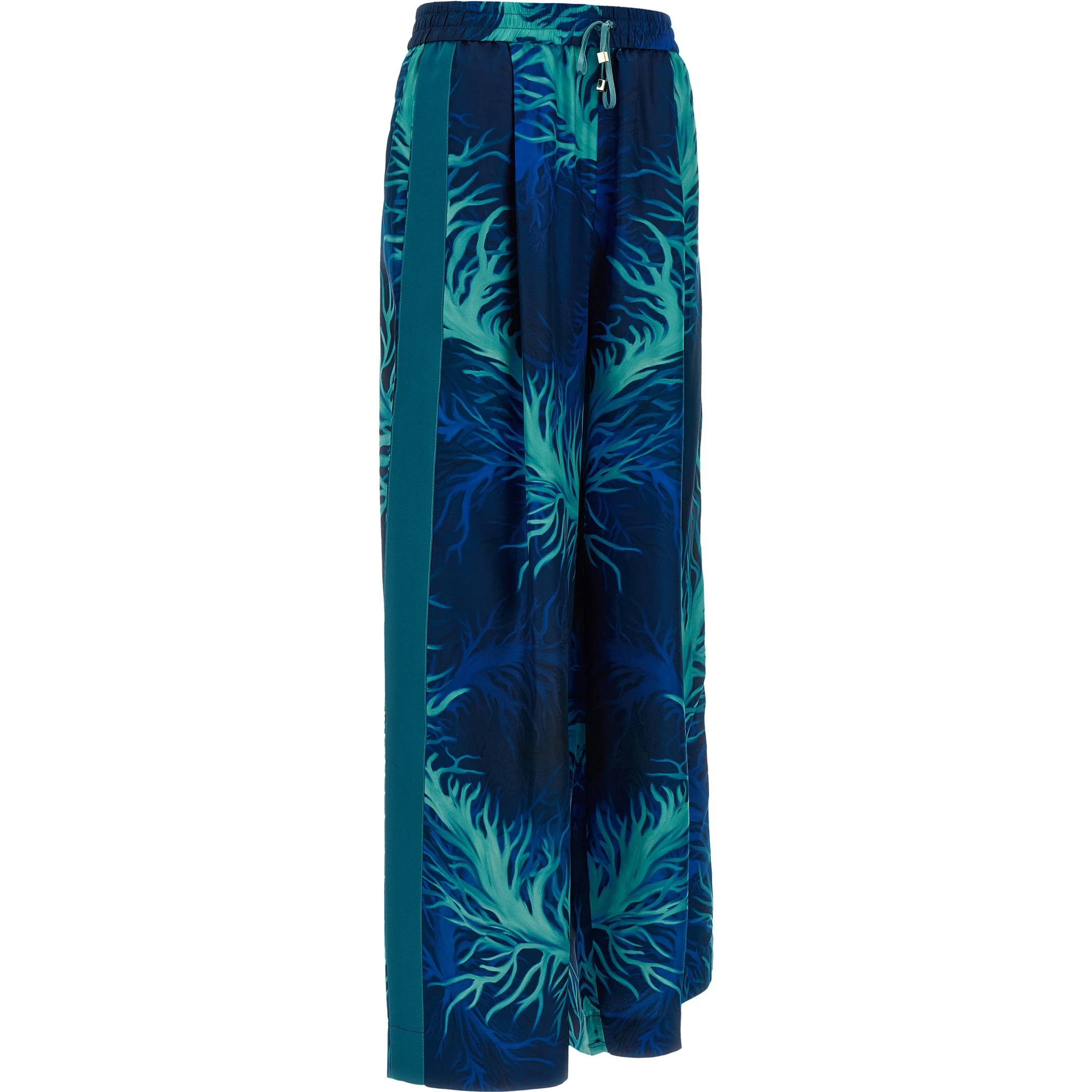Blue Silk Casual Pants