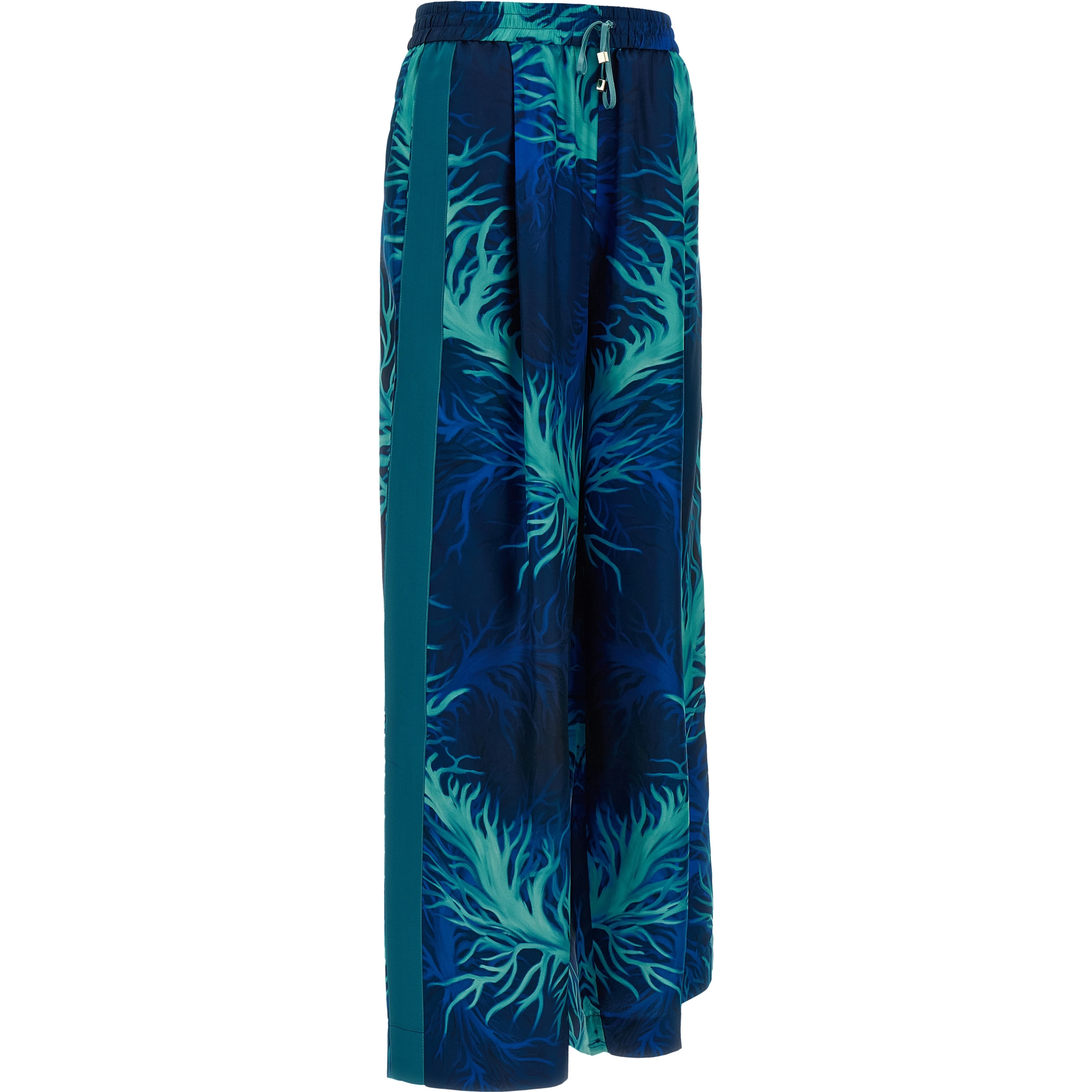 Blue Silk Casual Pants