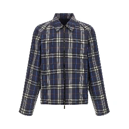 Blue Cotton Full-Length Jacket