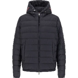 Blue Polyester Full-Length Jacket