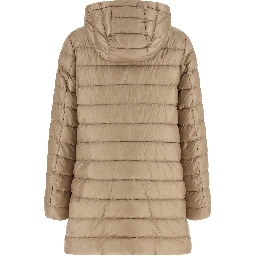 Beige Polyamide Full-Length Jacket