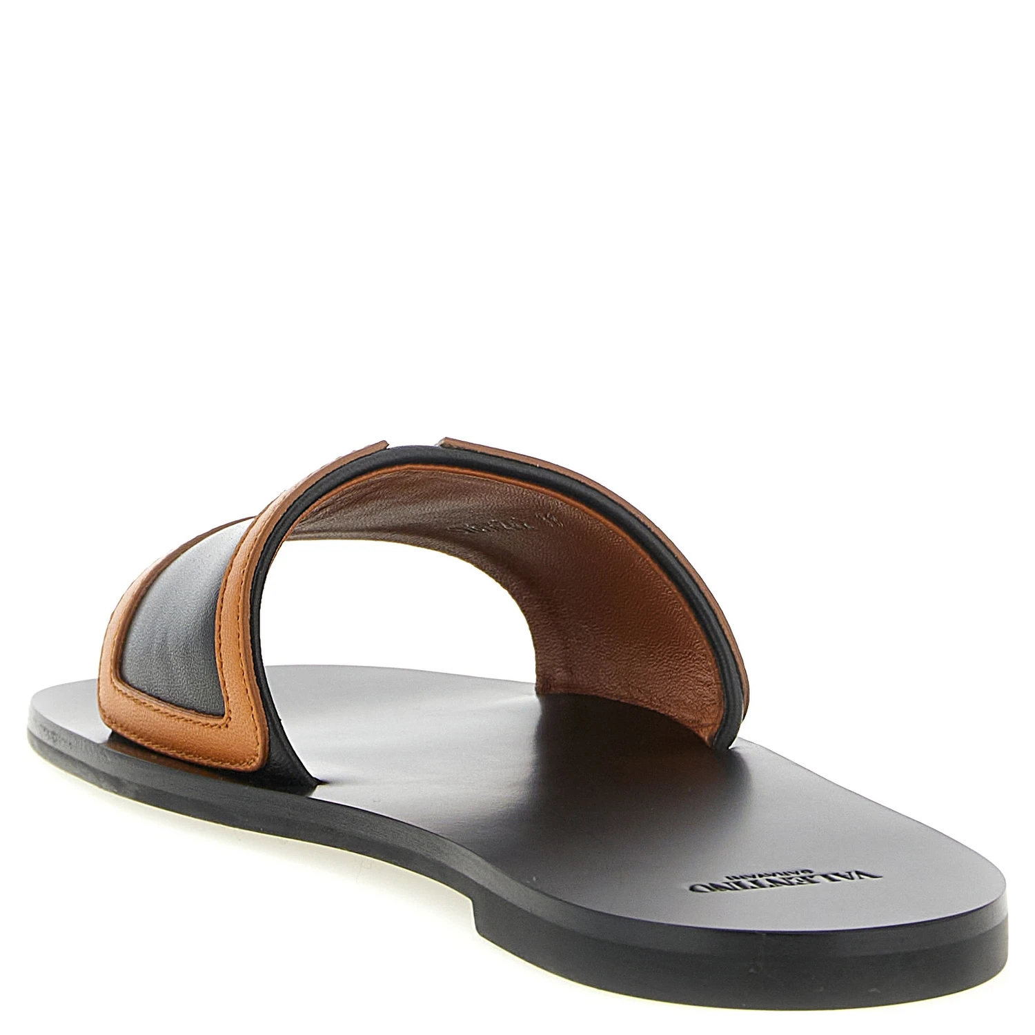 Brown Lamb Leather Slides