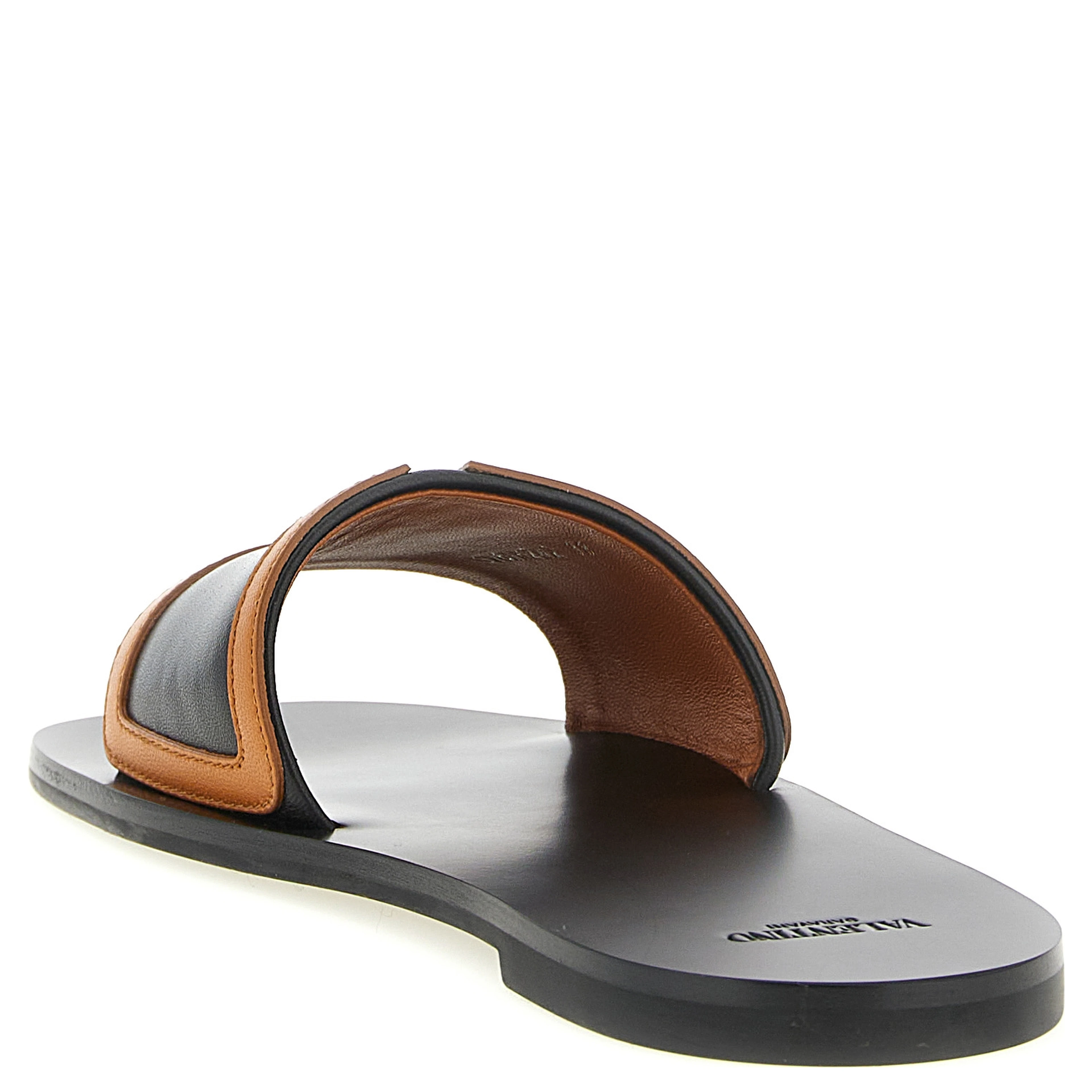 Brown Lamb Leather Slides