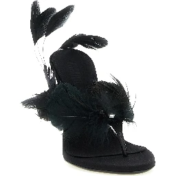 Black Silk Stiletto Heel Sandals