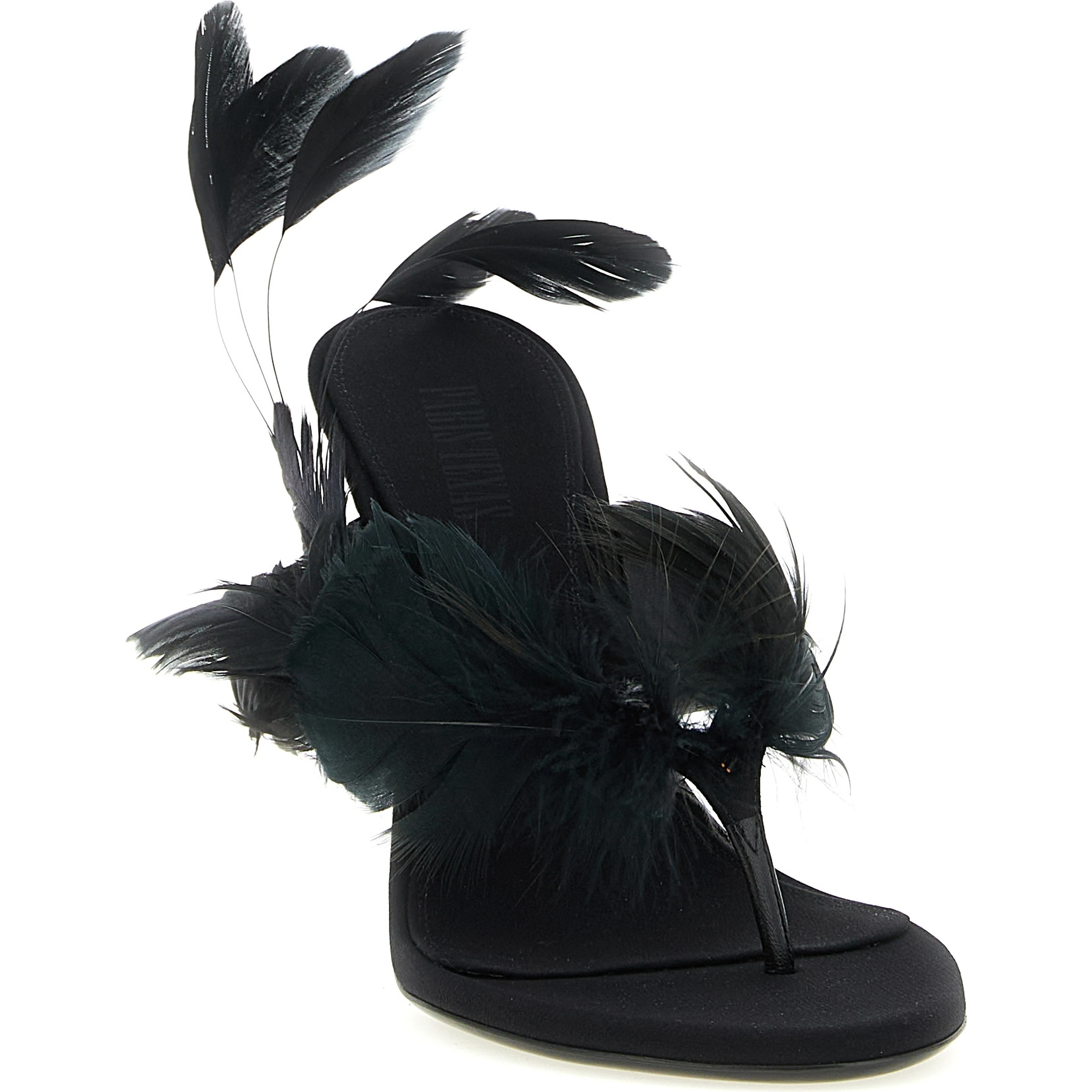 Black Silk Stiletto Heel Sandals