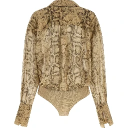 Beige Polyester Bodysuit