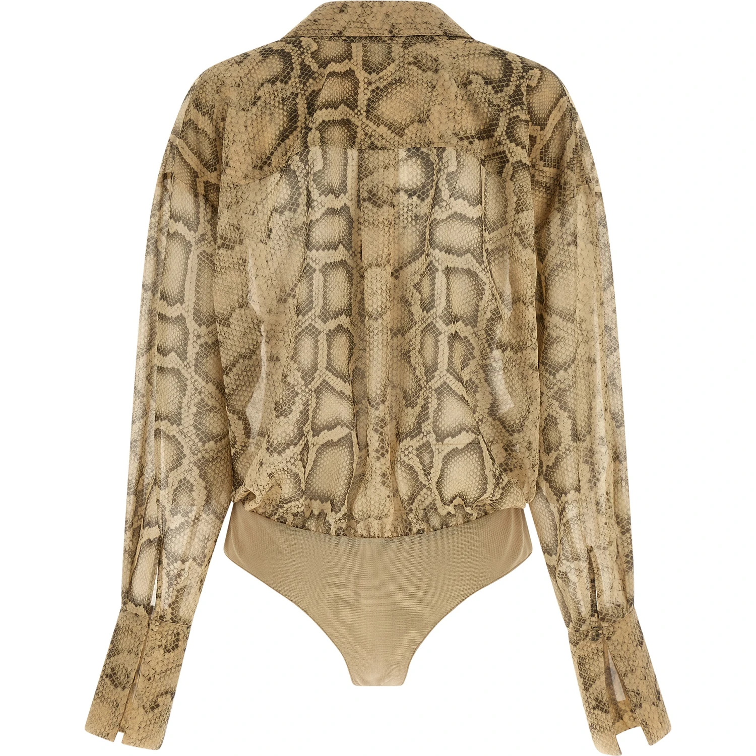 Beige Polyester Bodysuit