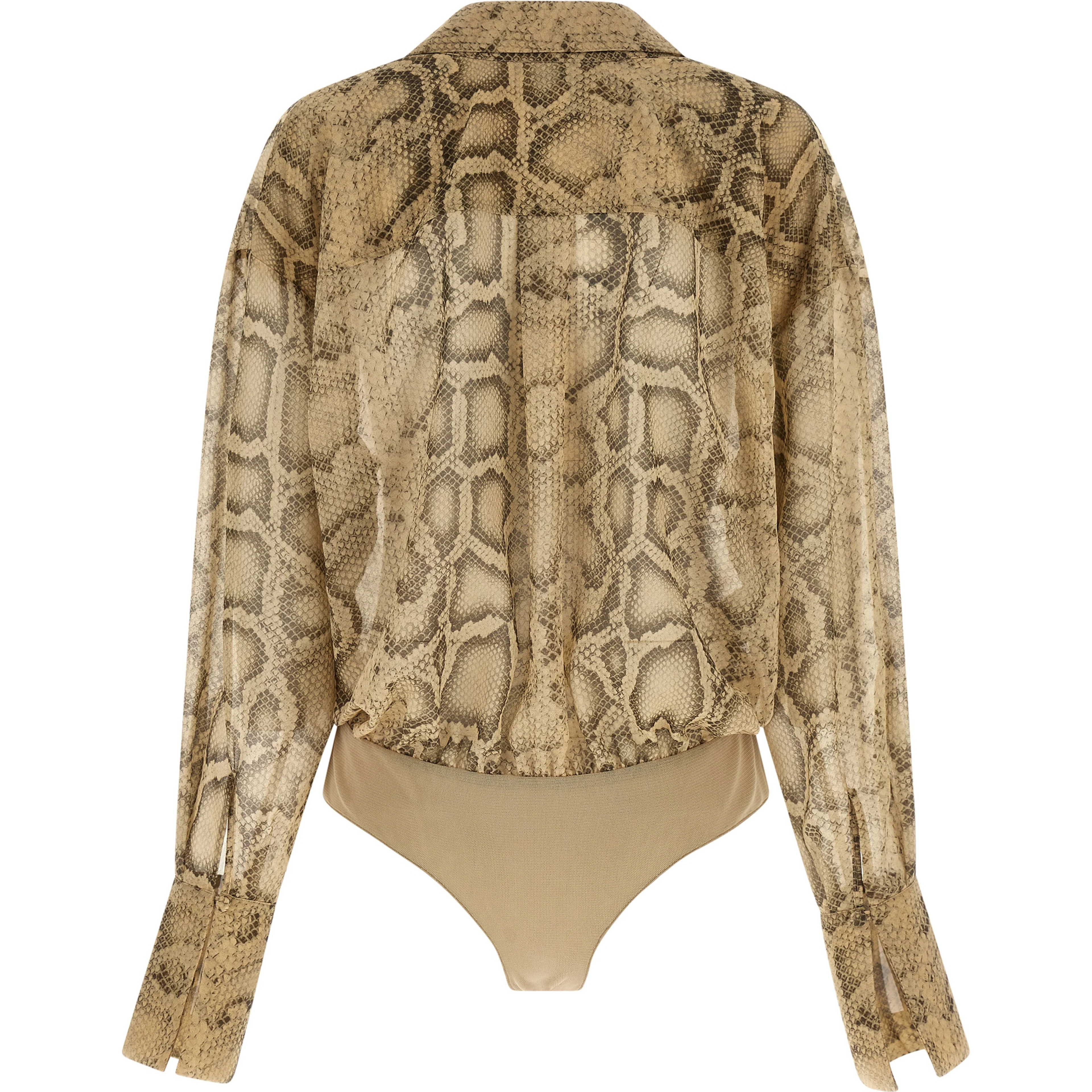 Beige Polyester Bodysuit