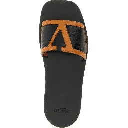 Brown Lamb Leather Slides