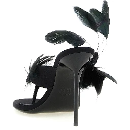 Black Silk Stiletto Heel Sandals