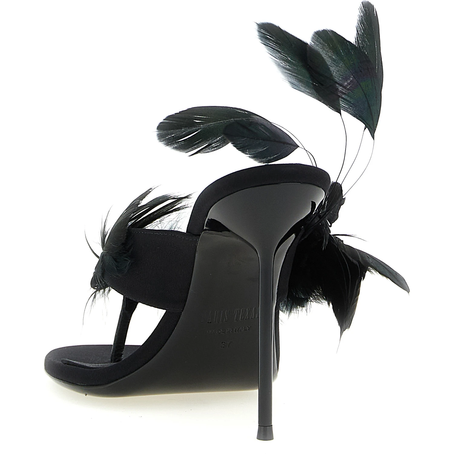 Black Silk Stiletto Heel Sandals