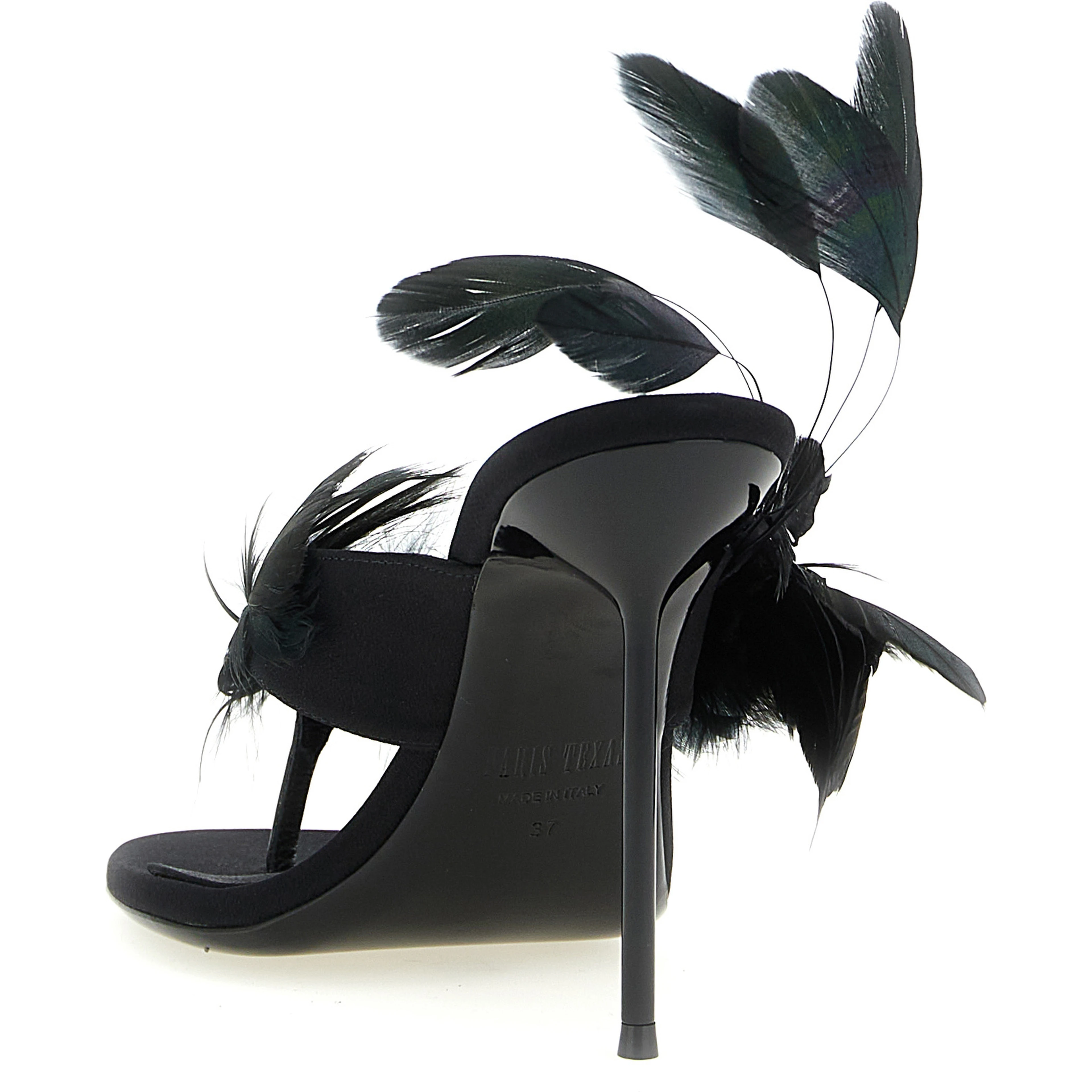 Black Silk Stiletto Heel Sandals