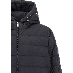 Blue Polyester Full-Length Jacket