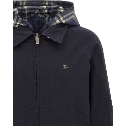 Blue Cotton Full-Length Jacket