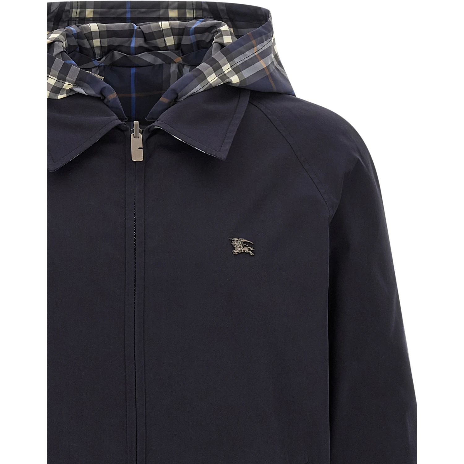 Blue Cotton Full-Length Jacket