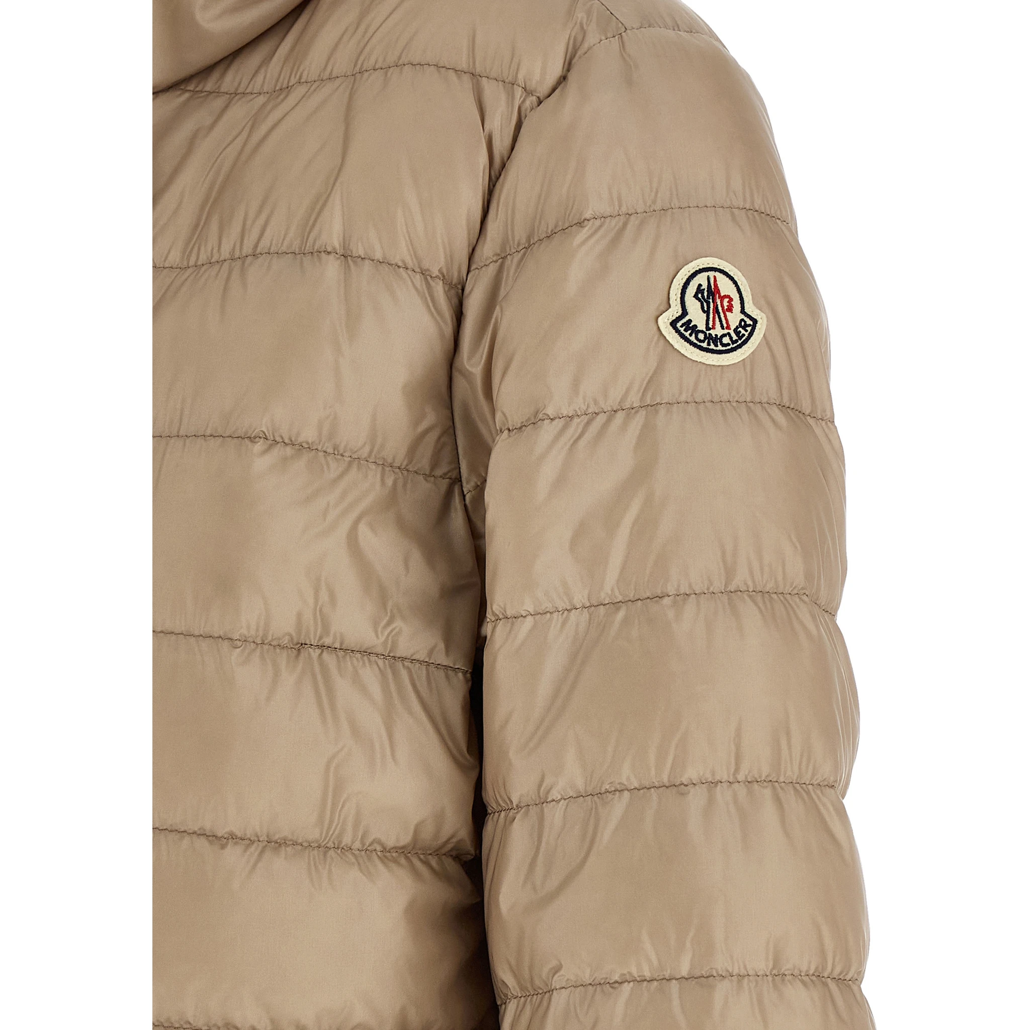 Beige Polyamide Full-Length Jacket