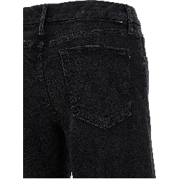 Black Cotton Flared Jeans