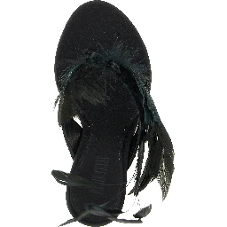Black Silk Stiletto Heel Sandals