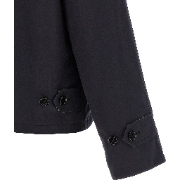 Blue Cotton Full-Length Jacket