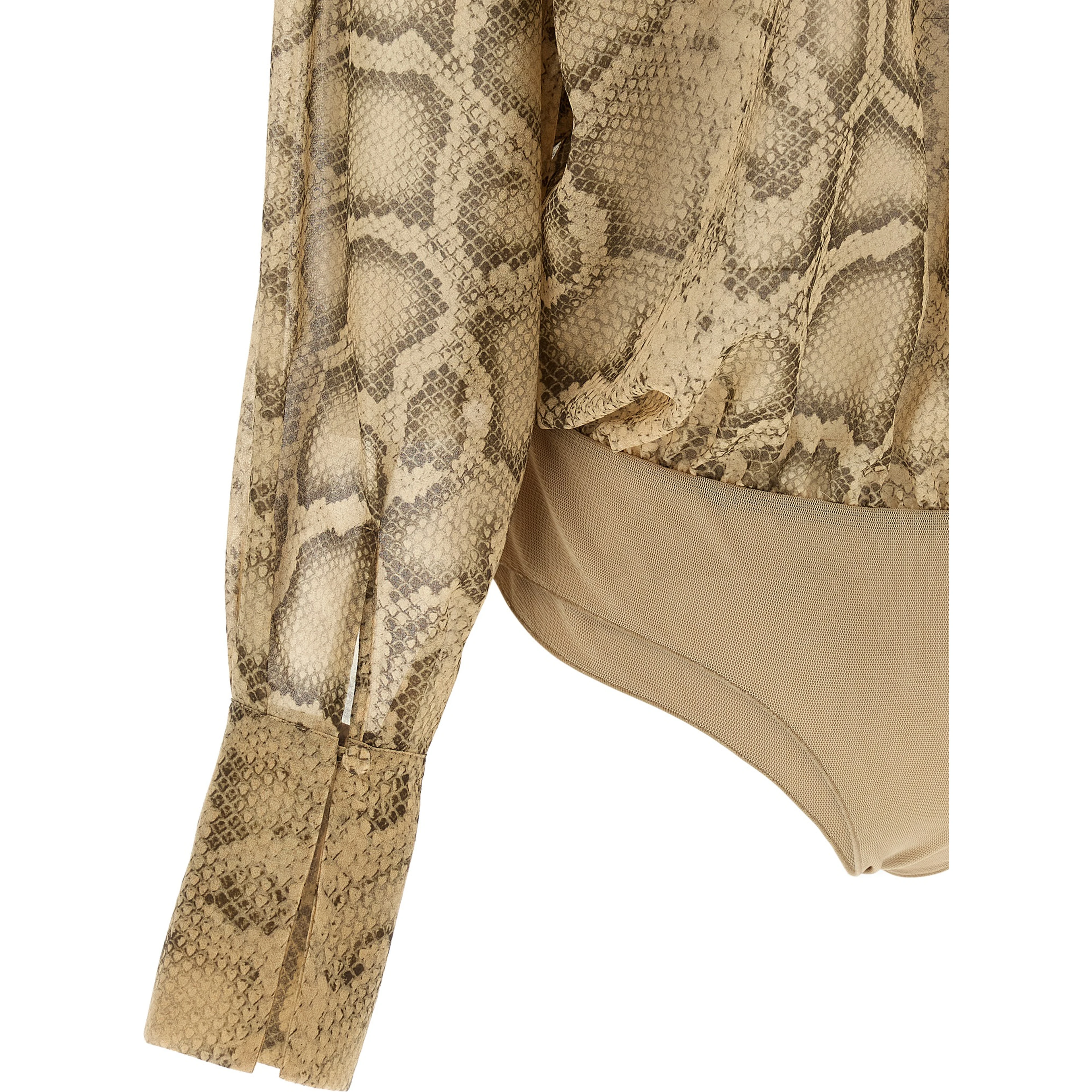 Beige Polyester Bodysuit
