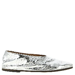 Silver Calfskin Ballet Flats