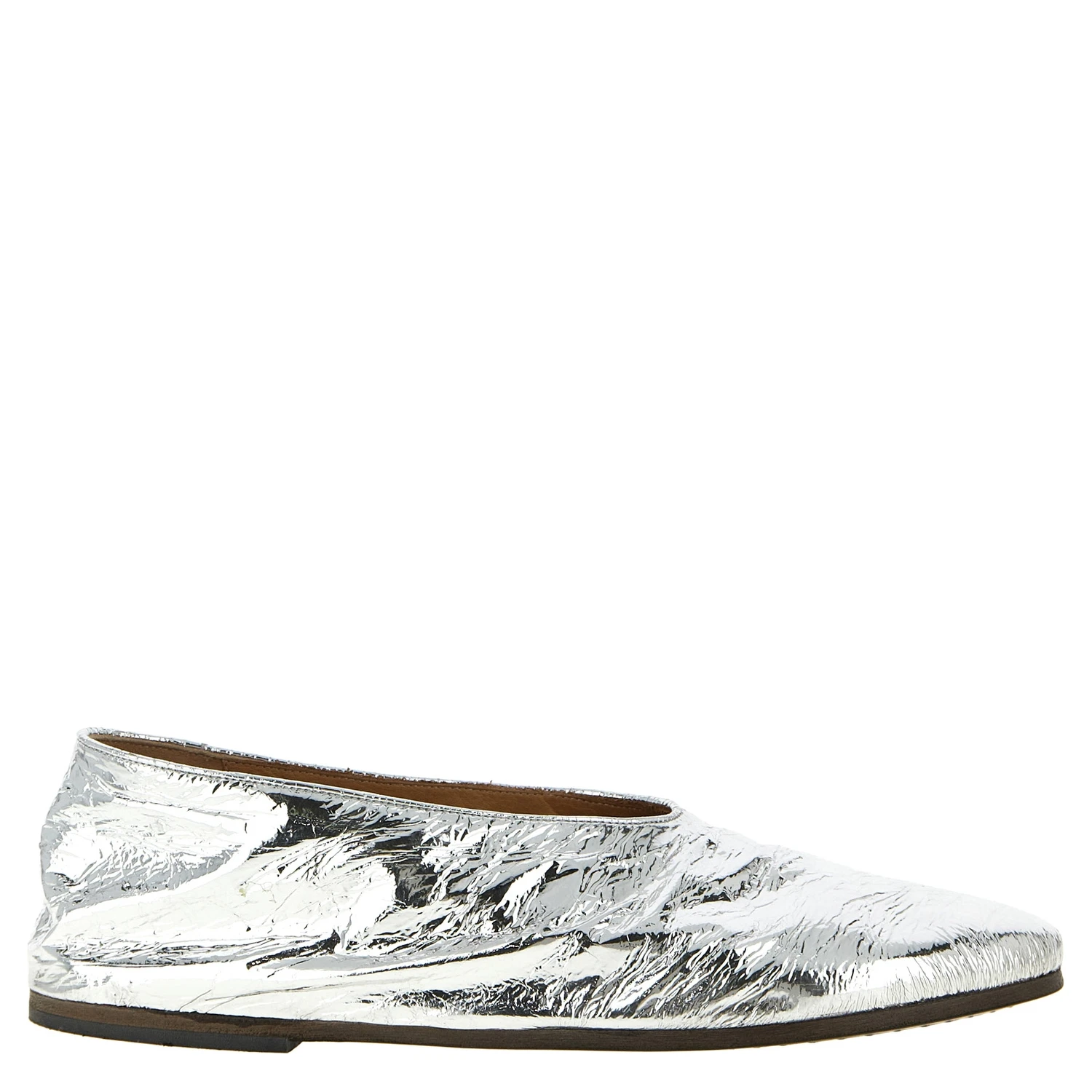 Silver Calfskin Ballet Flats