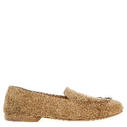 Beige Calfskin Slip-On Loafers