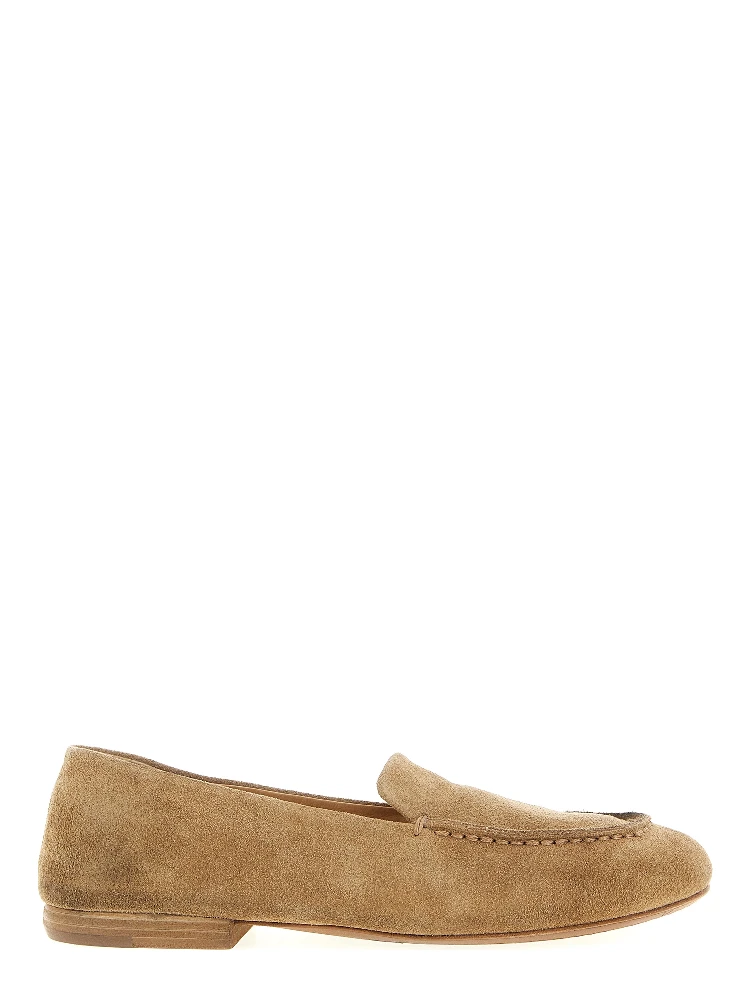 Beige Calfskin Slip-On Loafers