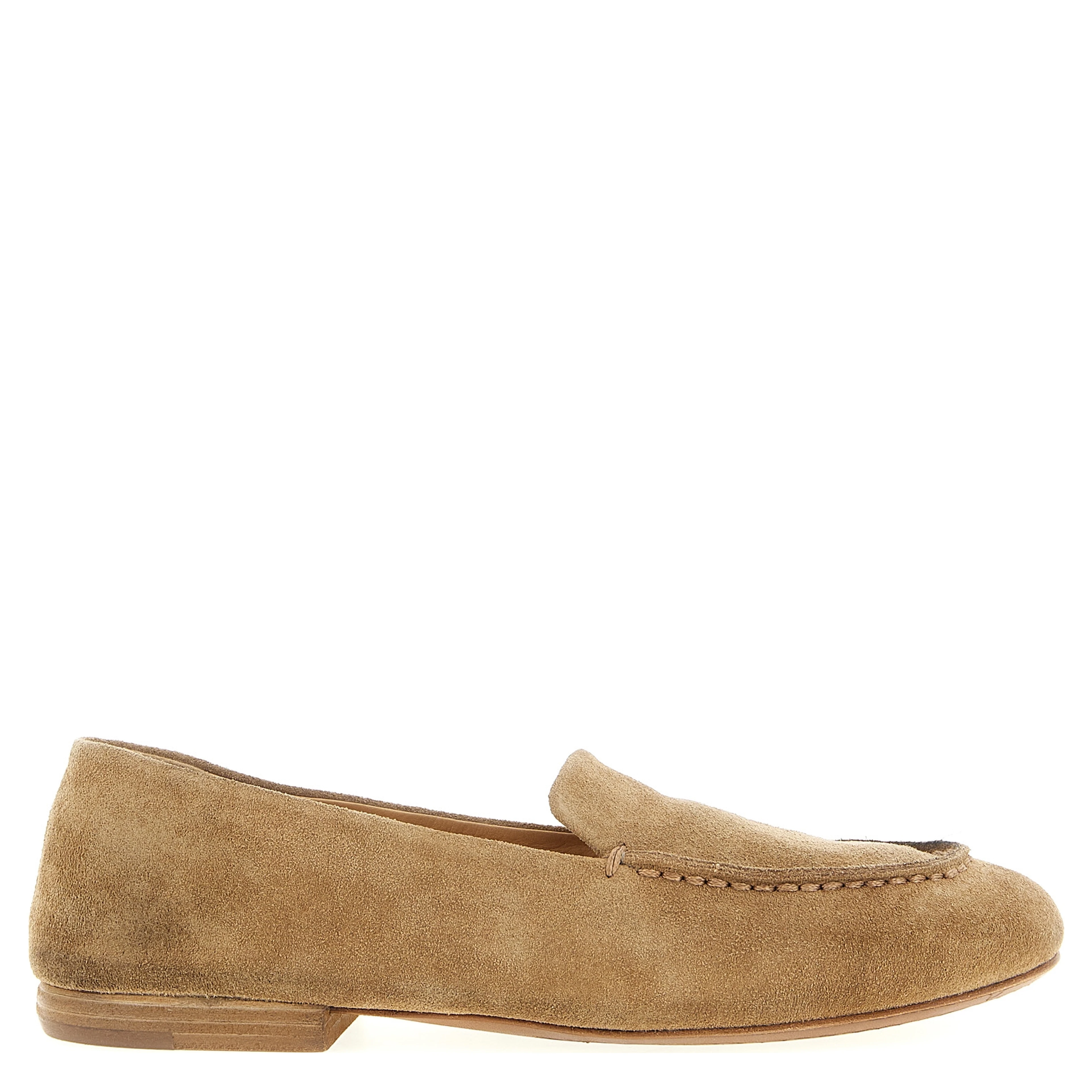 Beige Calfskin Slip-On Loafers