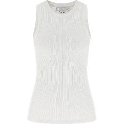 White Cotton Sleeveles T-Shirt