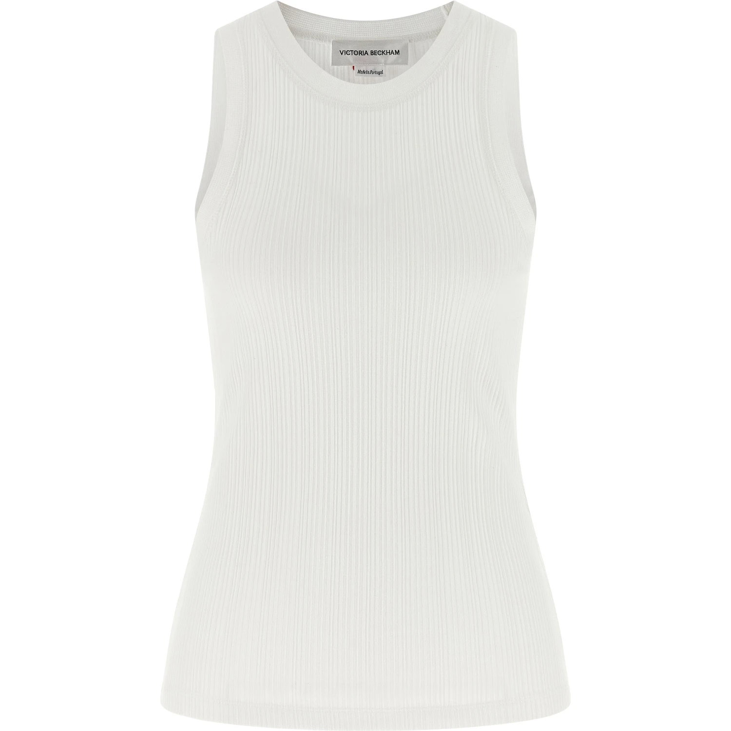 White Cotton Sleeveles T-Shirt