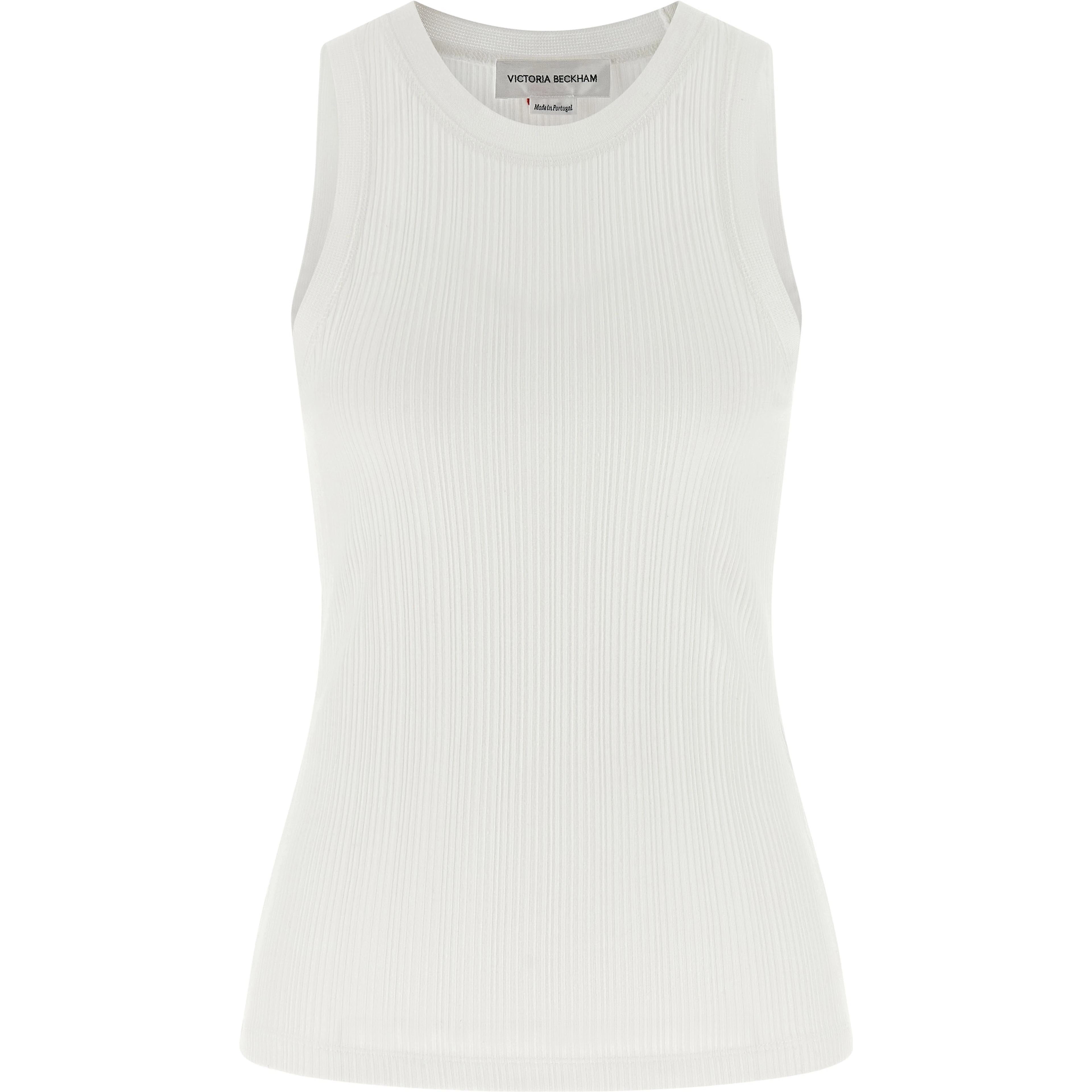 White Cotton Sleeveles T-Shirt