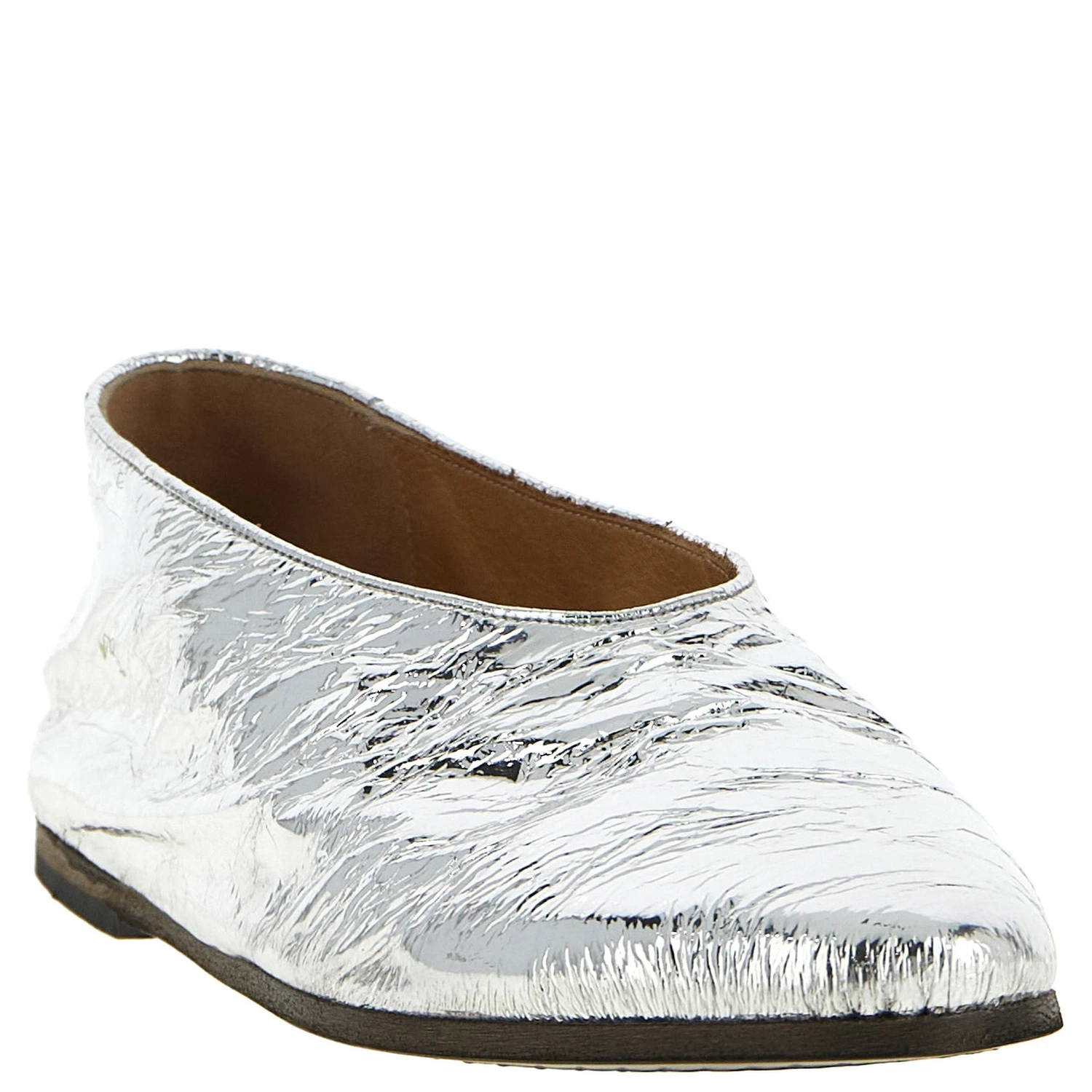 Silver Calfskin Ballet Flats