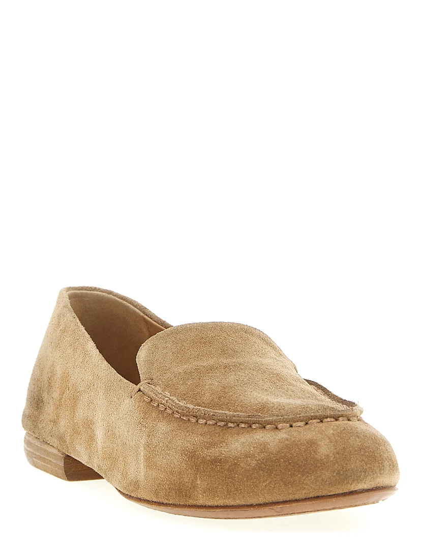 Beige Calfskin Slip-On Loafers