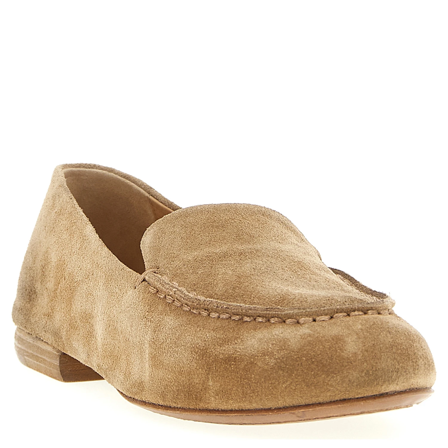 Beige Calfskin Slip-On Loafers