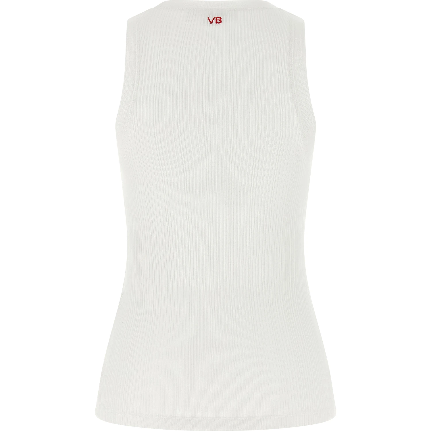 White Cotton Sleeveles T-Shirt