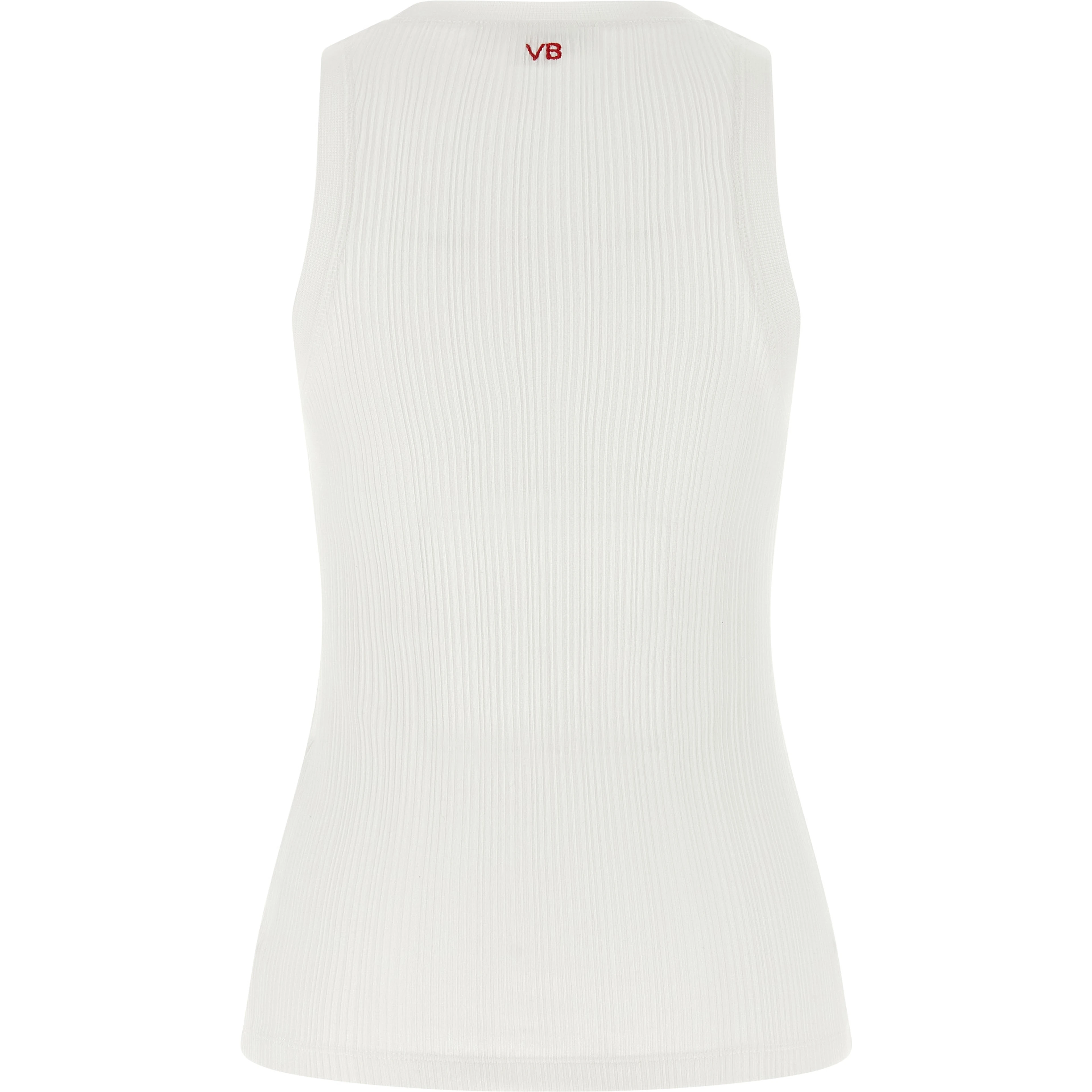 White Cotton Sleeveles T-Shirt