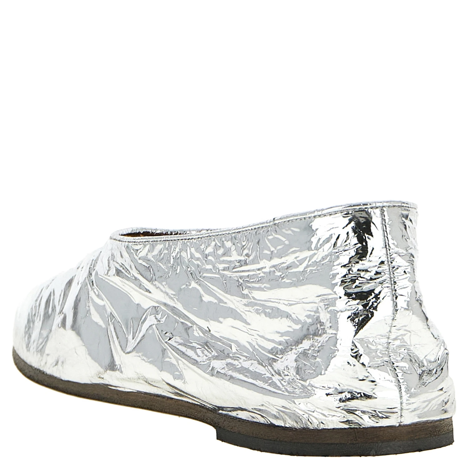 Silver Calfskin Ballet Flats