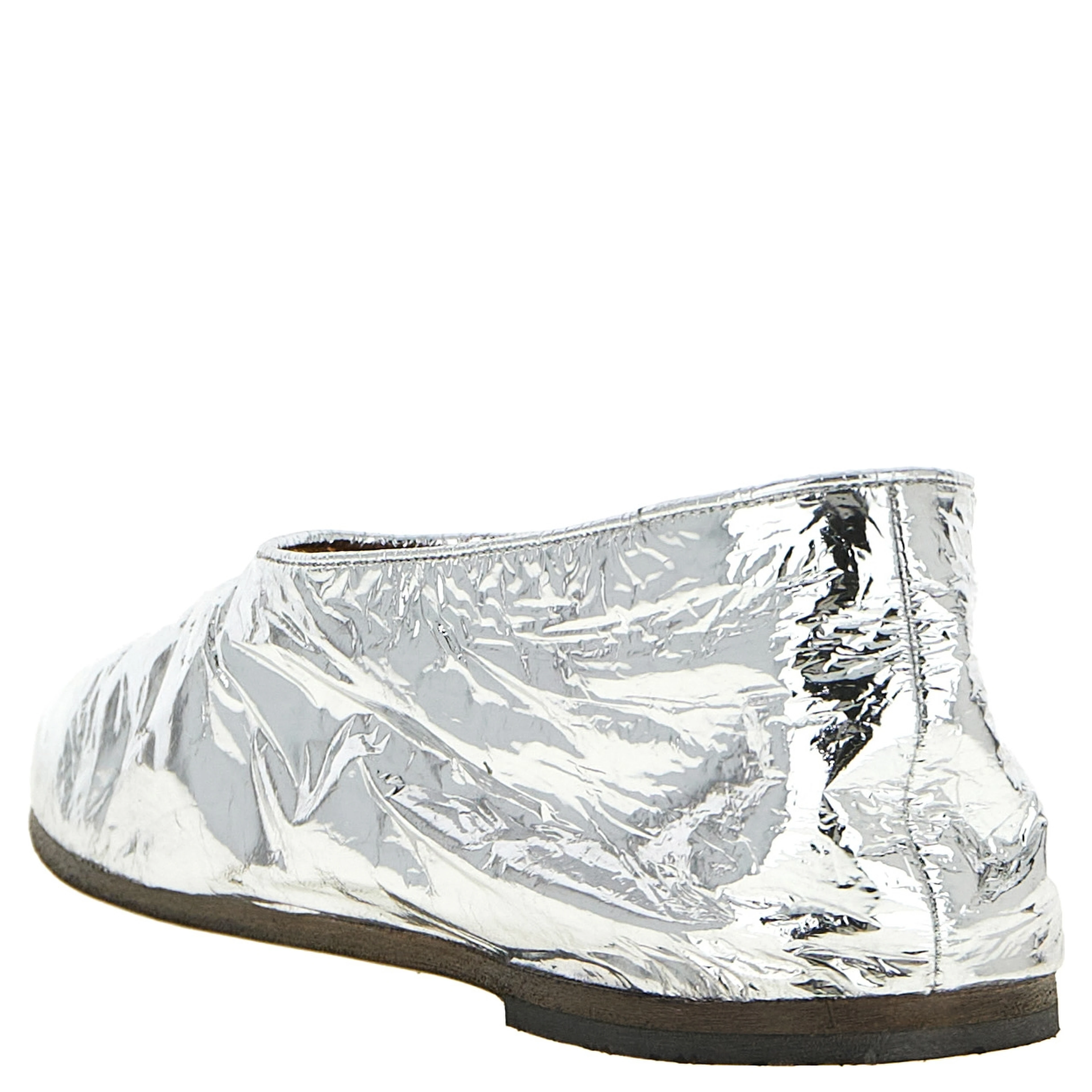 Silver Calfskin Ballet Flats