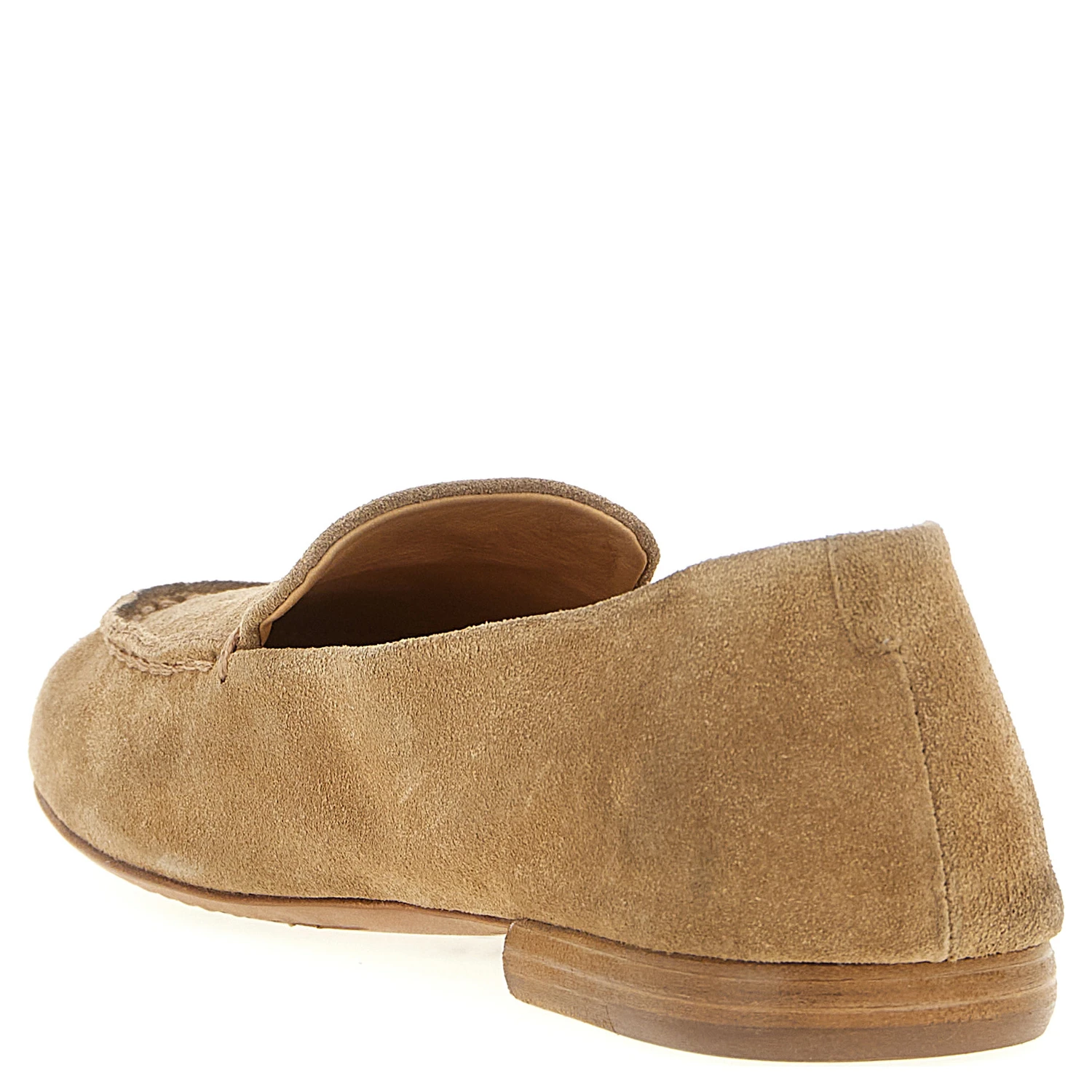Beige Calfskin Slip-On Loafers