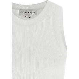 White Cotton Sleeveles T-Shirt