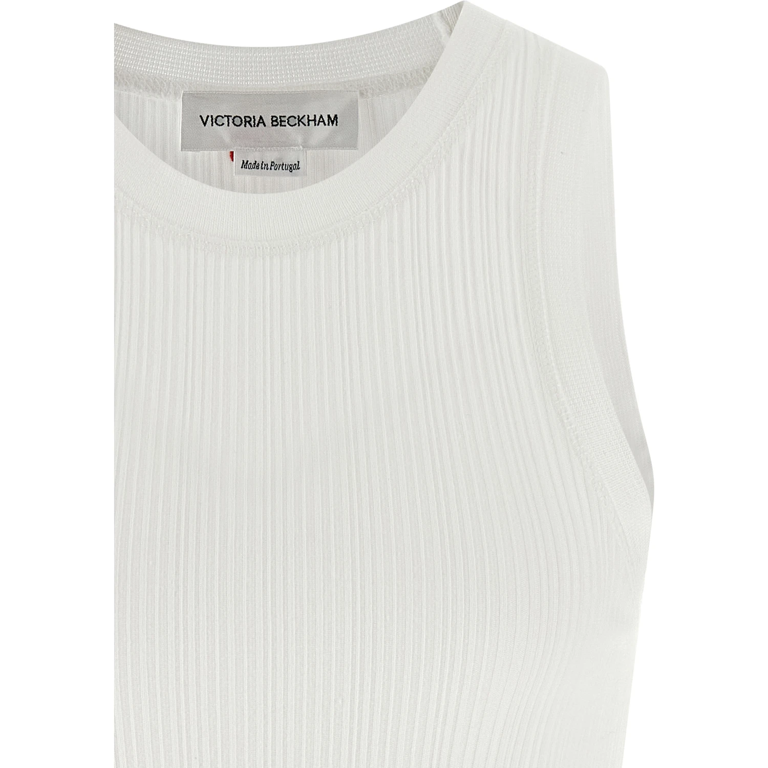White Cotton Sleeveles T-Shirt