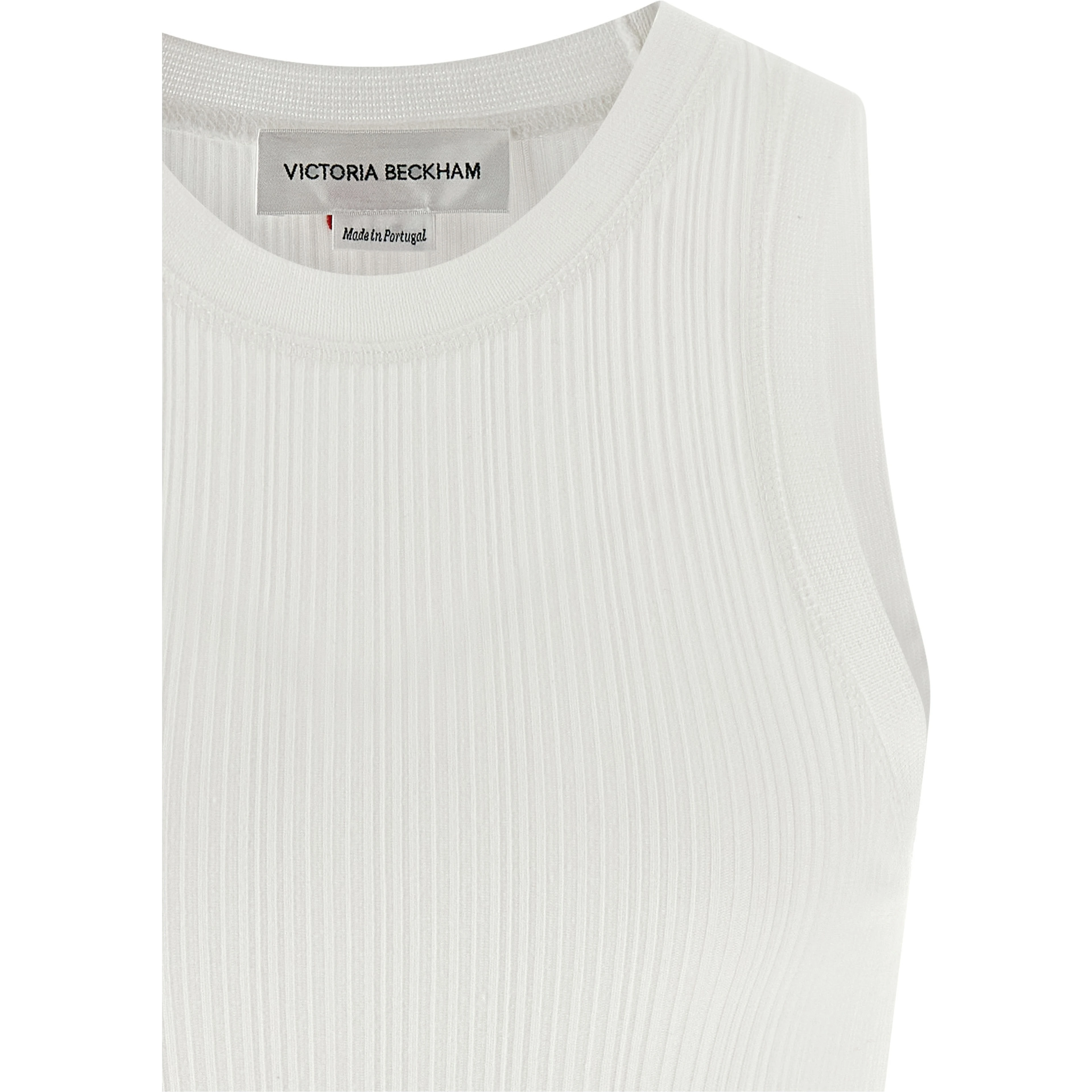 White Cotton Sleeveles T-Shirt